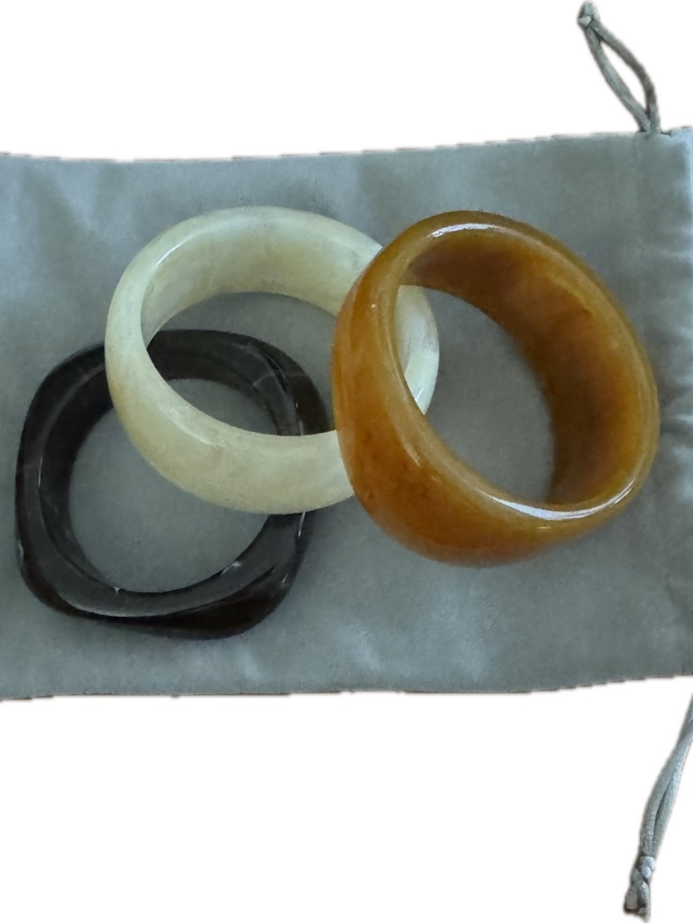 Set of Three Wide Chunky Stackable Geometric Style Resin Bangles. Bag included